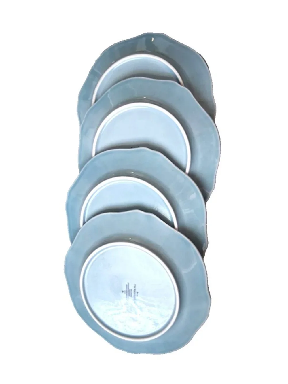 Set of FOUR Threshold Scalloped WELLSBRIDGE AQUA Salad Plate 8 1/4
